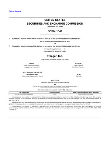 Thumbnail Traeger 10-Q Quarterly Report FY2021 