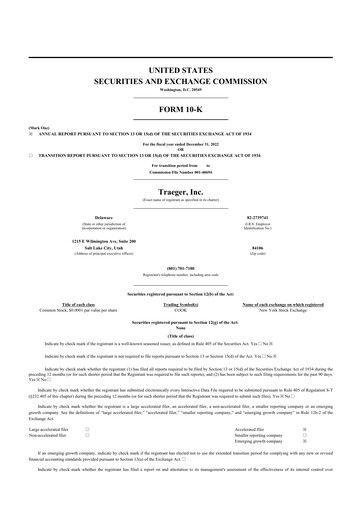 Thumbnail Traeger 10-K Annual Report 2022