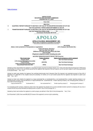 Vorschaubild Apollo Global Management
 10-Q Quartalsbericht 2025 