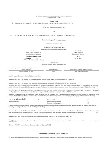 Thumbnail Arrow Electronics
 10-K Annual Report 