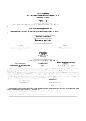 Thumbnail 2seventy bio 10-Q Quarterly Report FY2021 