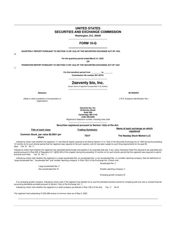 Thumbnail 2seventy bio 10-Q Quarterly Report FY2022 