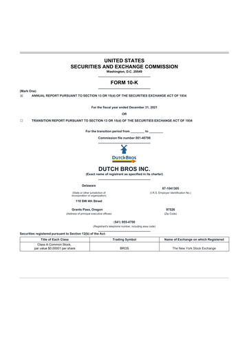 Thumbnail Dutch Bros 10-K Annual Report 2021