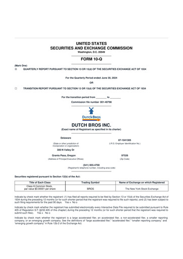 Thumbnail Dutch Bros 10-Q Quarterly Report FY2024 