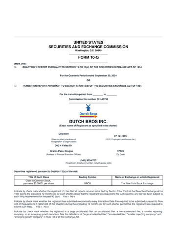 Thumbnail Dutch Bros 10-Q Quarterly Report FY2024 