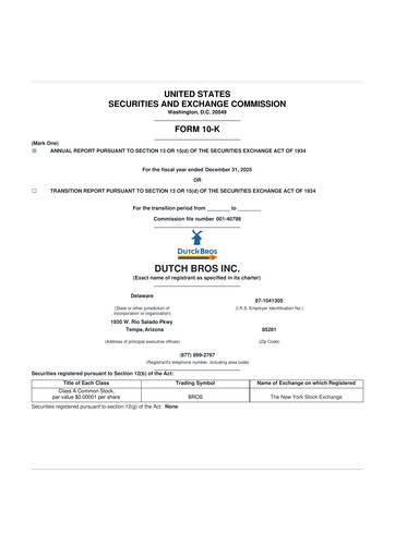 Thumbnail Dutch Bros 10-K Annual Report 2025