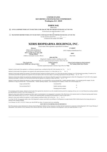 Thumbnail Xeris Pharmaceuticals 10-K Annual Report 2021