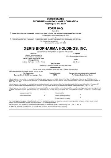 Thumbnail Xeris Pharmaceuticals 10-Q Quarterly Report FY2022 