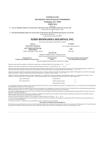 Thumbnail Xeris Pharmaceuticals 10-K Annual Report 2022