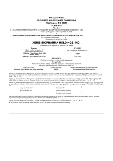Thumbnail Xeris Pharmaceuticals 10-Q Quarterly Report FY2025 