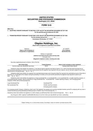 Thumbnail Olaplex 10-Q Quarterly Report FY2023 