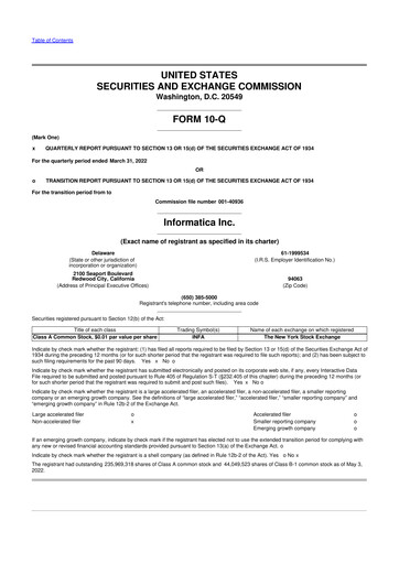 Vorschaubild Informatica 10-Q Quartalsbericht 2022 