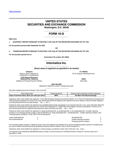 Vorschaubild Informatica 10-Q Quartalsbericht 2022 