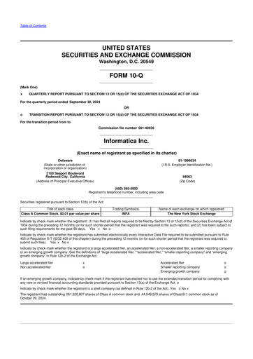 Vorschaubild Informatica 10-Q Quartalsbericht 2024 