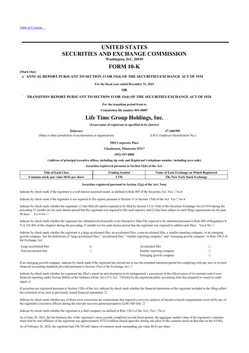 Thumbnail Life Time Group 10-K Annual Report 2023