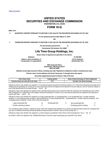 Miniature Life Time Group 10-Q Rapport trimestriel 2024 