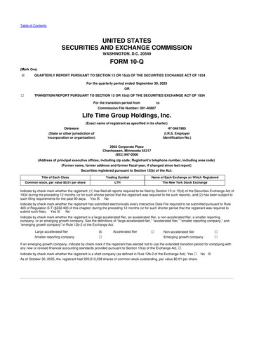 Miniature Life Time Group 10-Q Rapport trimestriel 2025 