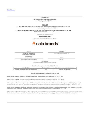 Thumbnail Solo Brands 10-K Annual Report 2024