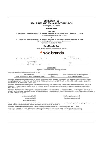 Thumbnail Solo Brands 10-Q Quarterly Report FY2026 