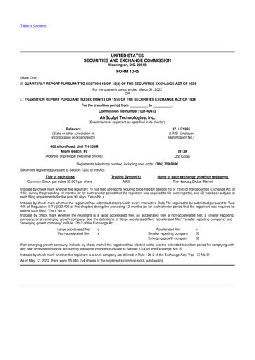 Thumbnail AirSculpt Technologies 10-Q Quarterly Report FY2022 