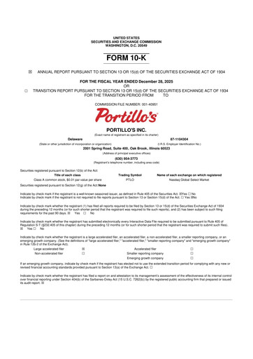 Thumbnail Portillo's 10-K Annual Report 2025