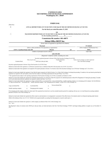 Thumbnail Orion Properties 10-K Annual Report 2021