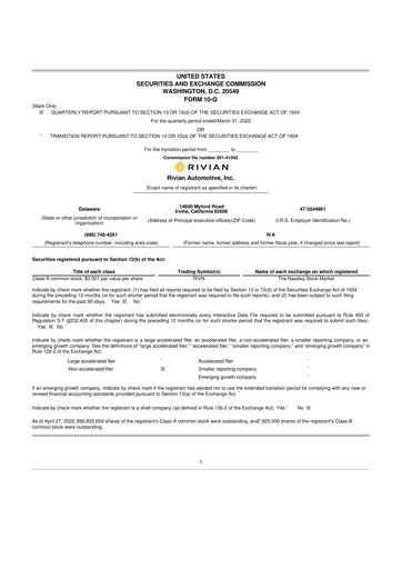 Thumbnail Rivian 10-Q Quarterly Report FY2022 