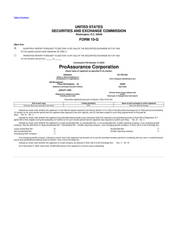 Thumbnail ProAssurance 10-Q Quarterly Report FY2022 