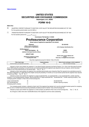 Thumbnail ProAssurance 10-Q Quarterly Report FY2023 