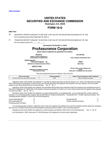 Thumbnail ProAssurance 10-Q Quarterly Report FY2024 
