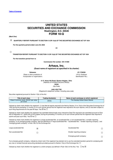 Vorschaubild Arhaus 10-Q Quartalsbericht 2025 