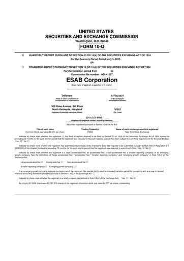 Miniature ESAB 10-Q Rapport trimestriel 2026 