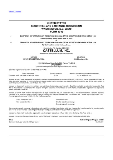 Miniature Castellum 10-Q Rapport trimestriel 2025 
