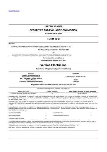 Miniature Ivanhoe Electric 10-Q Rapport trimestriel 2025 