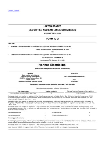 Miniature Ivanhoe Electric 10-Q Rapport trimestriel 2025 