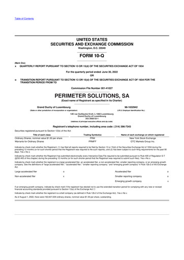 Thumbnail Perimeter Solutions 10-Q Quarterly Report FY2022 