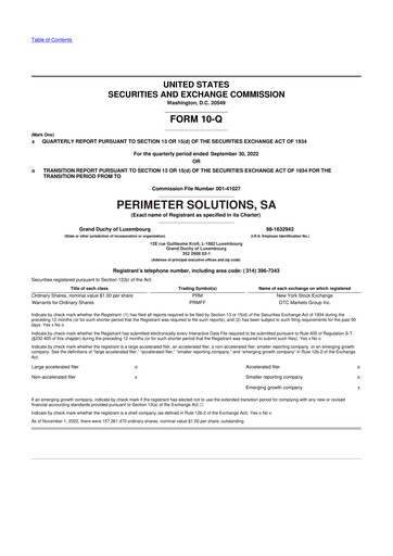 Thumbnail Perimeter Solutions 10-Q Quarterly Report FY2022 