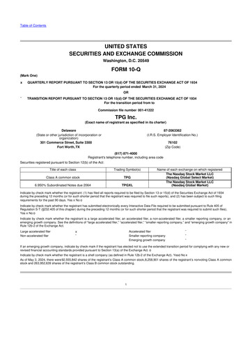 Miniature TPG Inc. 10-Q Rapport trimestriel 2024 