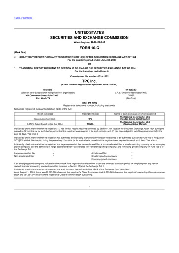 Miniature TPG Inc. 10-Q Rapport trimestriel 2024 