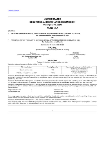 Miniature TPG Inc. 10-Q Rapport trimestriel 2025 