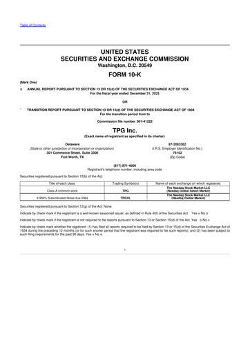 Miniature TPG Inc. 10-K Rapport annuel 2025