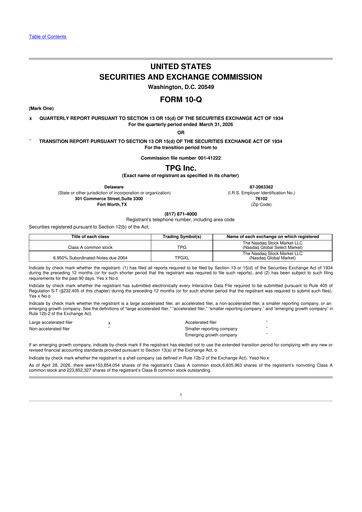 Thumbnail TPG Inc. 10-Q Quarterly Report FY 