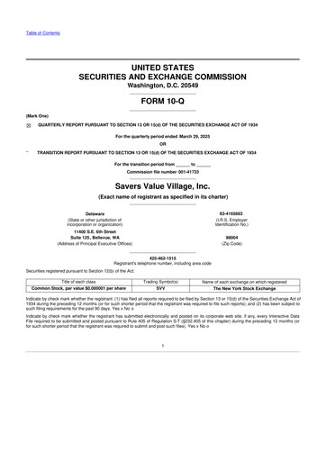 Thumbnail Savers Value Village 10-Q Quarterly Report FY2025 