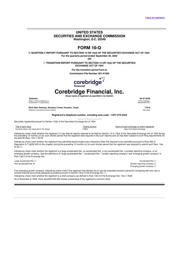 Miniature Corebridge Financial 10-Q Rapport trimestriel 2022 
