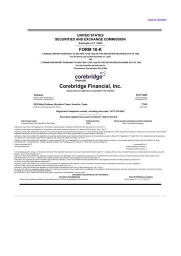 Miniature Corebridge Financial 10-K Rapport annuel 2023