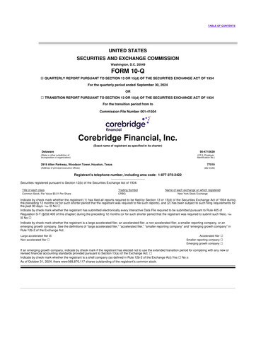 Miniature Corebridge Financial 10-Q Rapport trimestriel 2024 