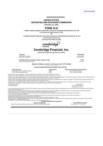 Miniature Corebridge Financial 10-K Rapport annuel 2024