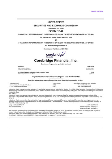 Miniature Corebridge Financial 10-Q Rapport trimestriel 2025 