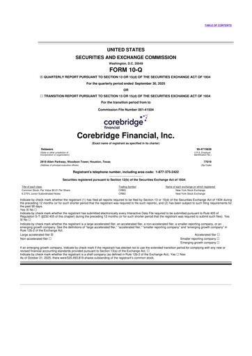 Miniature Corebridge Financial 10-Q Rapport trimestriel 2025 