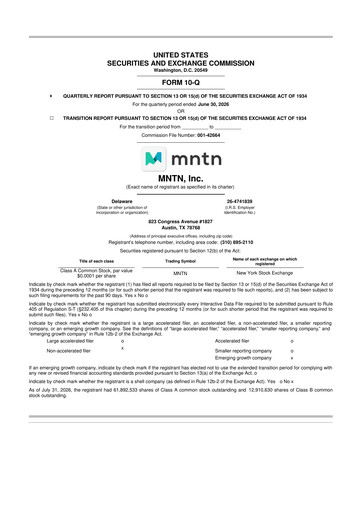 Thumbnail MNTN, Inc. 10-Q Quarterly Report FY2026 